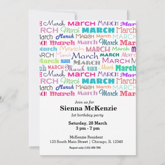 Verjaardagsmaand maart kaart (Voorkant)