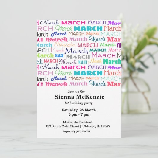 Verjaardagsmaand maart kaart (Staand voorkant)