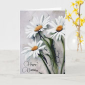 Verjaardagsmadeliefjes op grijze textuur kaart (Gele Bloem)