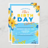 Verjaardagsmadeliefjes Uitnodiging (Voorkant / Achterkant)