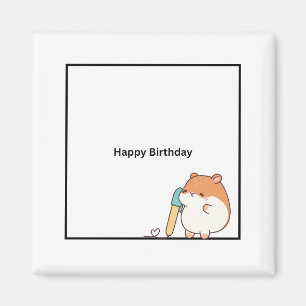 Verjaardagsmagneet, knuffel hamster verjaardagsmag magneet