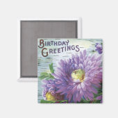 verjaardagsmagneet met bloemen magneet (Voorkant / Achterkant)