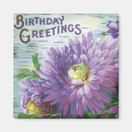 verjaardagsmagneet met bloemen magneet (Voorkant)