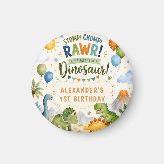 Verjaardagsmagneet met Cute Dinosaur Magneet (Voorkant)