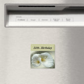 Verjaardagsmagneet met witte lelie ontwerp magneet (Insitu (Vaatwasser))