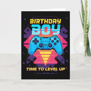Verjaardagsman Tijd om te Level Up Videospel Gamer Kaart