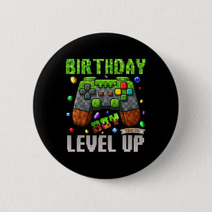 Verjaardagsman Tijd om te nivelleren Pixel Verjaar Ronde Button 5,7 Cm