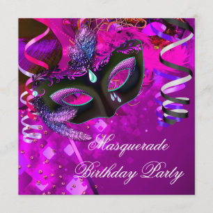 Verjaardagsmaskerade Feestmasker Paars Roze Kaart
