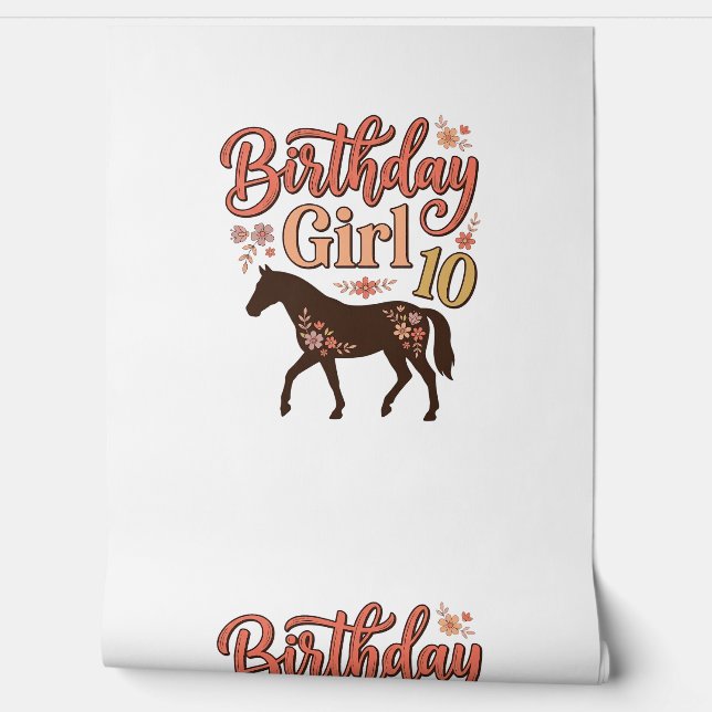 Verjaardagsmeisje 10 Paard Bloem Vector Design_1 Behang (Afrollen)