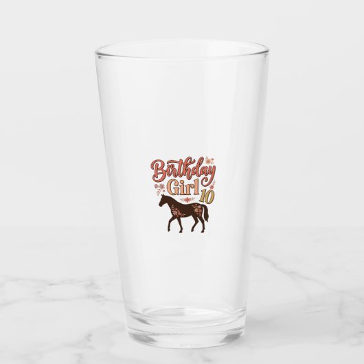 Verjaardagsmeisje 10 Paard Bloem Vector Design_1 Glas (Voorkant)