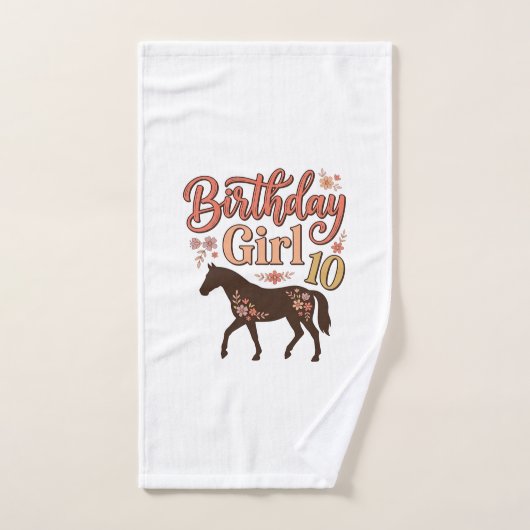 Verjaardagsmeisje 10 Paard Bloem Vector Design_1 Handdoek (Handdoek)