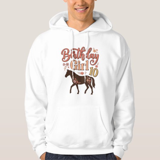 Verjaardagsmeisje 10 Paard Bloem Vector Design_1 Hoodie (Voorkant)