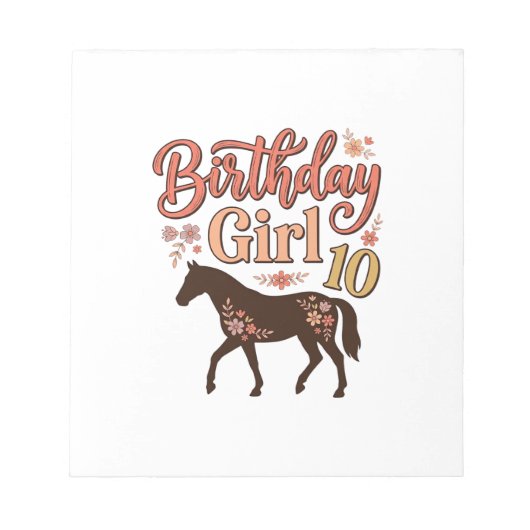 Verjaardagsmeisje 10 Paard Bloem Vector Design_1 Notitieblok (Voorkant)