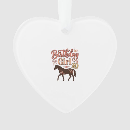 Verjaardagsmeisje 10 Paard Bloem Vector Design_1 Ornament (voorkant)