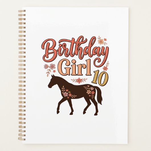 Verjaardagsmeisje 10 Paard Bloem Vector Design_1 Planner (Voorkant)
