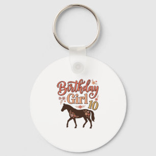 Verjaardagsmeisje 10 Paard Bloem Vector Design_1 Sleutelhanger