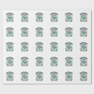 Verjaardagsmeisje 10 Zee Schildpad Vintage Gravure Cadeaupapier