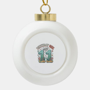 Verjaardagsmeisje 11 Zeeschildpad Oceaan Feest Des Keramische Bal Ornament