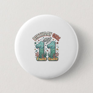 Verjaardagsmeisje 11 Zeeschildpad Oceaan Feest Des Ronde Button 5,7 Cm