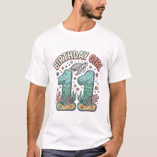 Verjaardagsmeisje 11 Zeeschildpad Oceaan Feest Des T-shirt