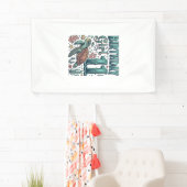 Verjaardagsmeisje 11 Zeeschildpad Vintage Gravure Spandoek (Insitu)