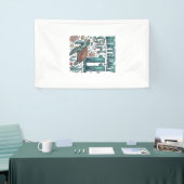 Verjaardagsmeisje 11 Zeeschildpad Vintage Gravure Spandoek (Beurs)