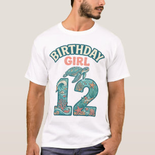 Verjaardagsmeisje 12 Zeeschildpad Oceaan Vintage T T-shirt