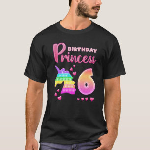 Verjaardagsmeisje 6 Jaar Oud Eenhoorn Pop Het Fidg T-shirt