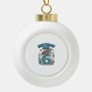 Verjaardagsmeisje 6 Zeeschildpad Vintage Feest Des Keramische Bal Ornament