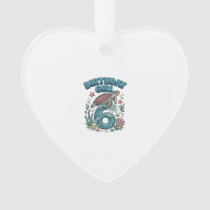 Verjaardagsmeisje 6 Zeeschildpad Vintage Feest Des Ornament
