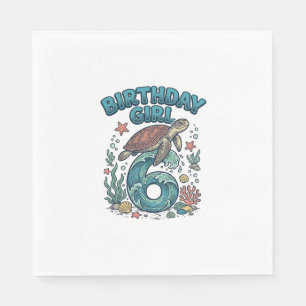 Verjaardagsmeisje 6 Zeeschildpad Vintage Feest Des Servet