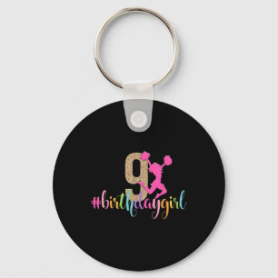 Verjaardagsmeisje 9 Cheerleader Regenboog Cheerlea Sleutelhanger