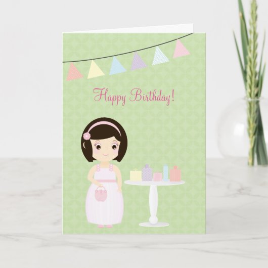 Verjaardagsmeisje aan Gift Table Kaart (Voorkant)
