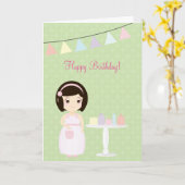 Verjaardagsmeisje aan Gift Table Kaart (Gele Bloem)
