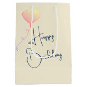 Verjaardagsmeisje blaast hartbellen medium cadeauzakje (Achterkant)