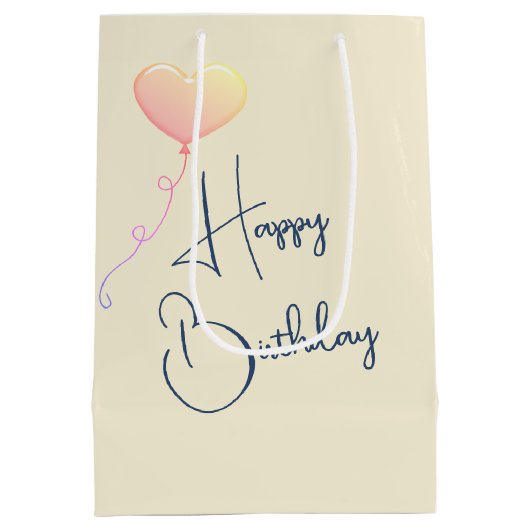 Verjaardagsmeisje blaast hartbellen medium cadeauzakje (Achterkant)