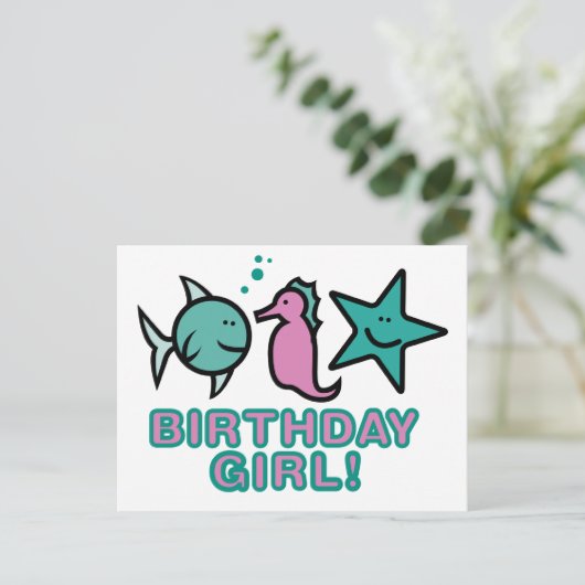 Verjaardagsmeisje! Briefkaart (Staand voorkant)