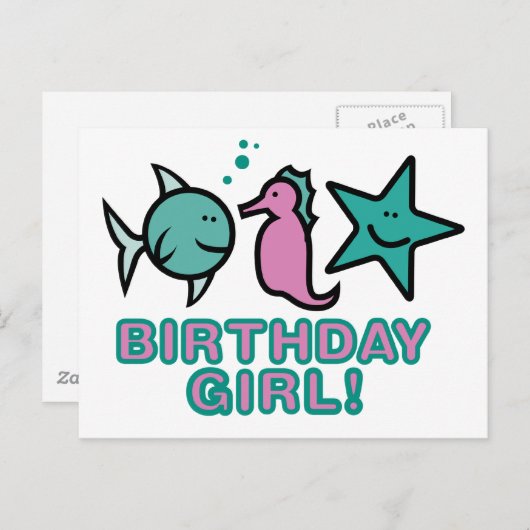 Verjaardagsmeisje! Briefkaart (Voorkant / Achterkant)