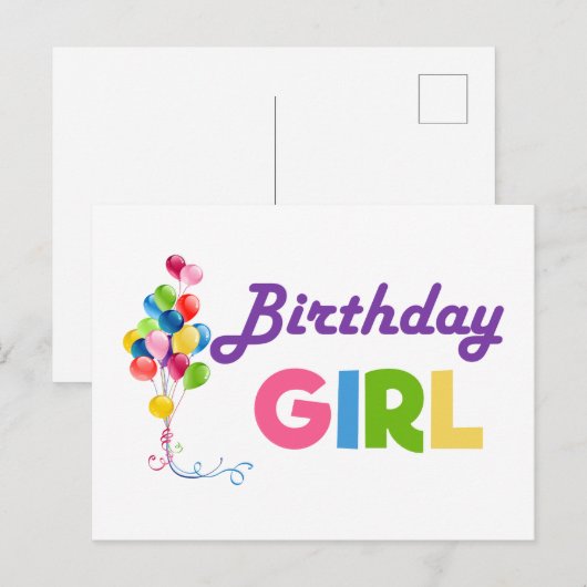 Verjaardagsmeisje Briefkaart (Voorkant / Achterkant)
