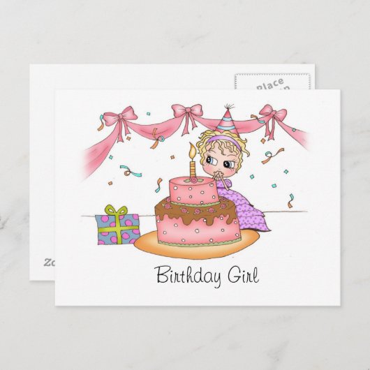 Verjaardagsmeisje - Briefkaarten (Voorkant / Achterkant)