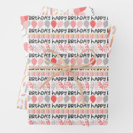 Verjaardagsmeisje Coördinerend Patroon Inpakpapier Vel