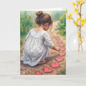 Verjaardagsmeisje Creëer een hartpad Kaart (Gele Bloem)