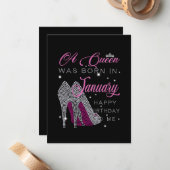 Verjaardagsmeisje | Een koningin werd geboren in j Notitiekaartje (Voorkant / Achterkant in situ)