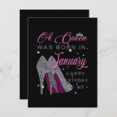 Verjaardagsmeisje | Een koningin werd geboren in j Notitiekaartje (Voorkant / Achterkant)