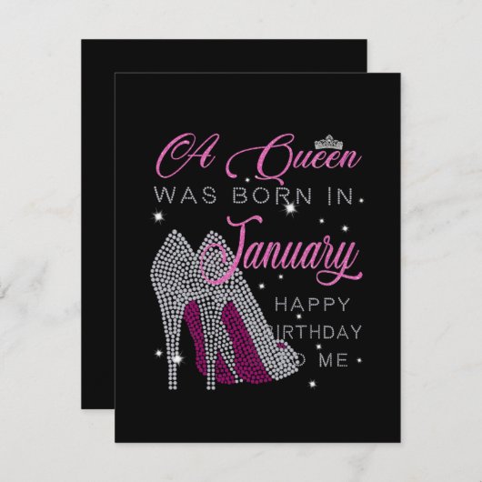 Verjaardagsmeisje | Een koningin werd geboren in j Notitiekaartje (Voorkant / Achterkant)