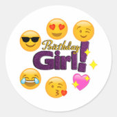 Verjaardagsmeisje Emojis Stickers (Voorkant)
