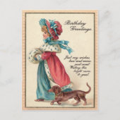 Verjaardagsmeisje & hond uit 1904  briefkaart (Voorkant)