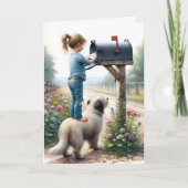 Verjaardagsmeisje mailt een envelop kaart (Voorkant)