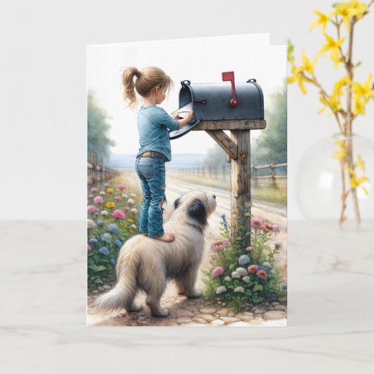 Verjaardagsmeisje mailt een envelop kaart (Gele Bloem)