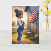 Verjaardagsmeisje met Amerikaanse vlag Kaart (Gele Bloem)